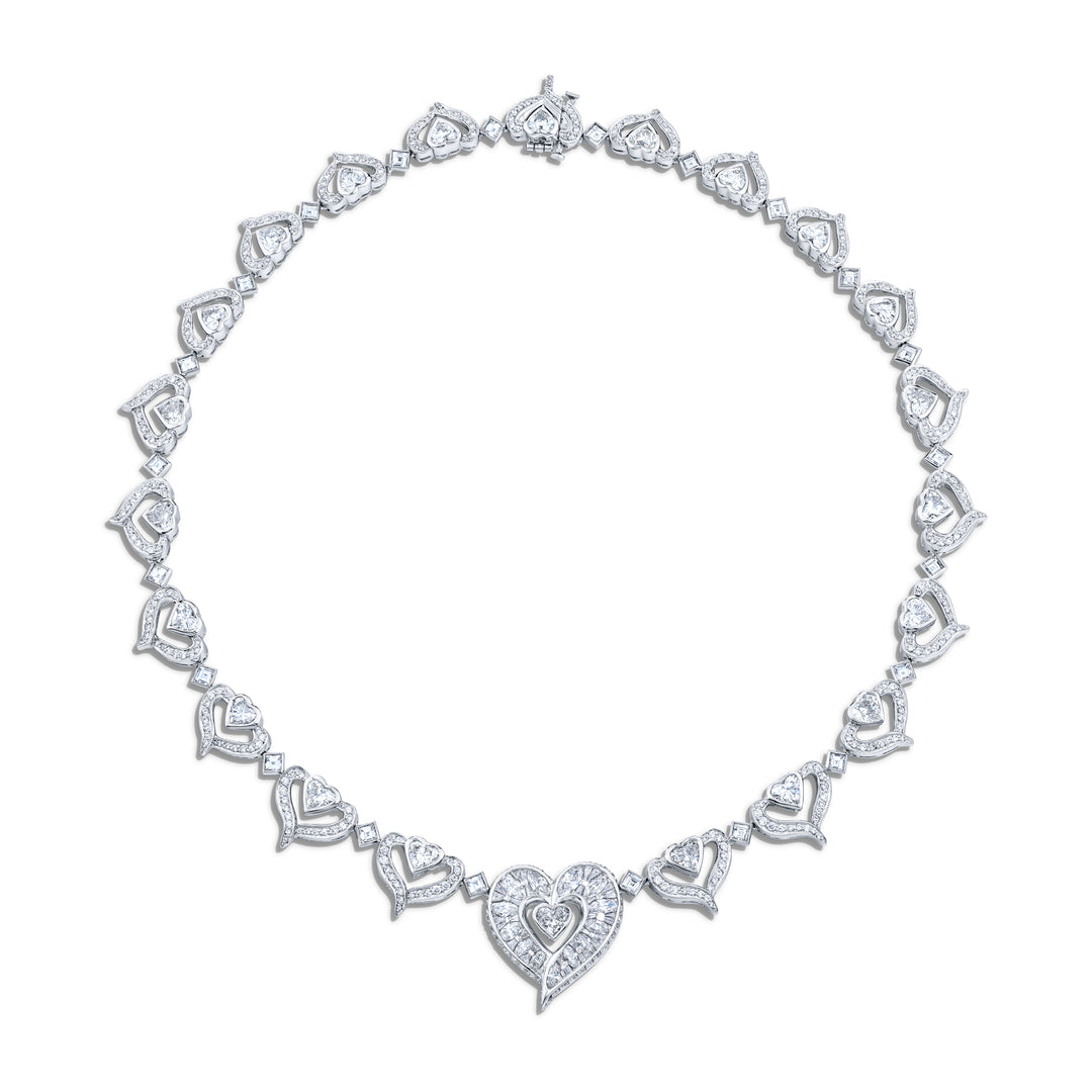 Platinum Heart-Shaped Diamond Necklace