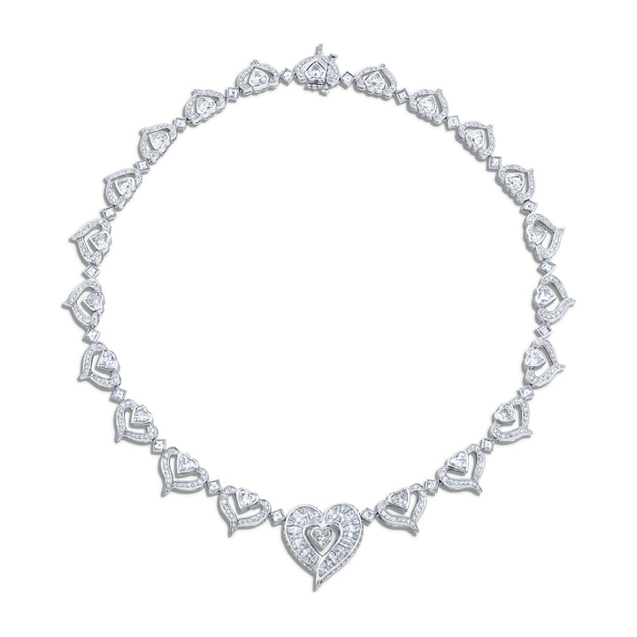 Platinum Heart-Shaped Diamond Necklace