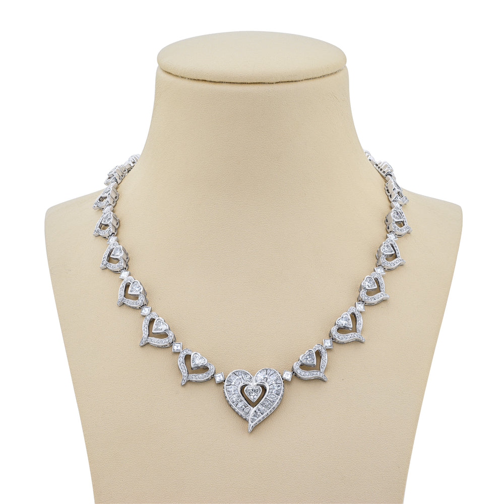Platinum Heart-Shaped Diamond Necklace