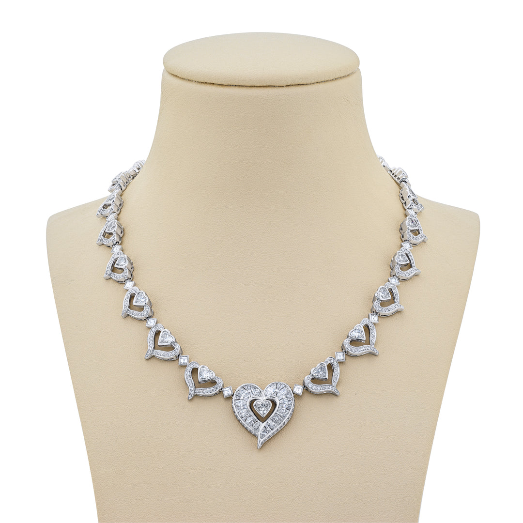 Platinum Heart-Shaped Diamond Necklace