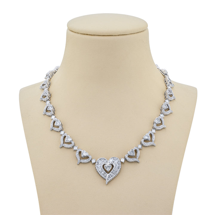 Platinum Heart-Shaped Diamond Necklace