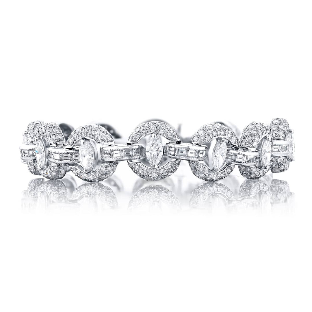 Platinum Marquise Diamond Link Bracelet