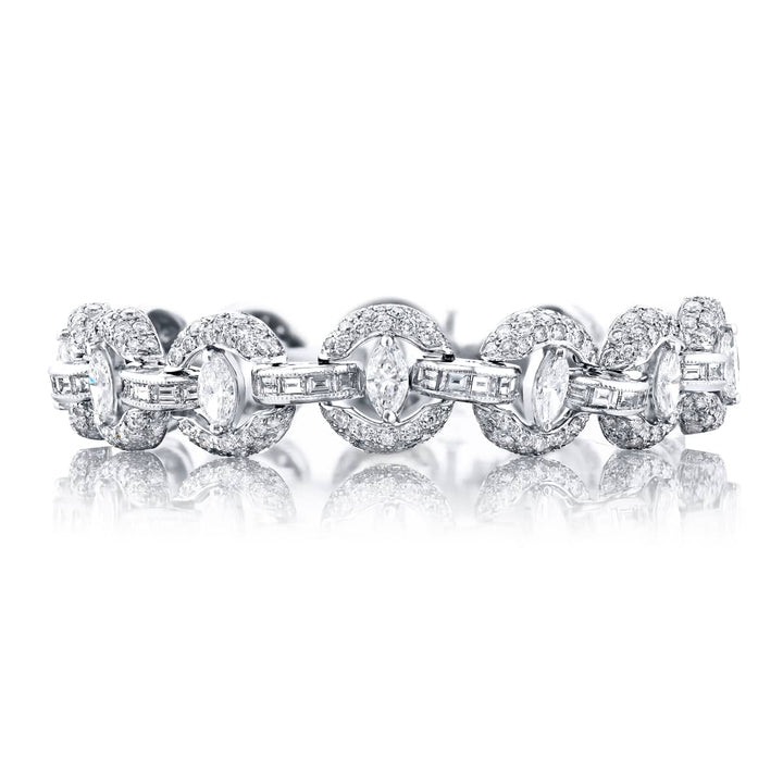 Platinum Marquise Diamond Link Bracelet