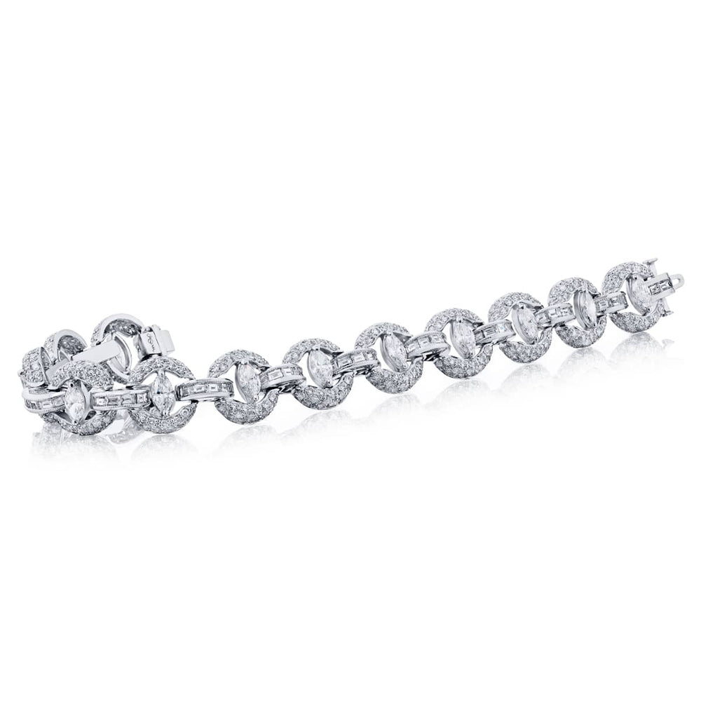 Platinum Marquise Diamond Link Bracelet