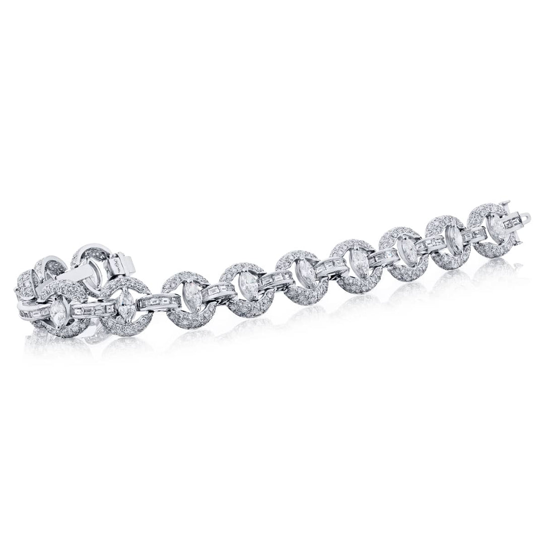 Platinum Marquise Diamond Link Bracelet