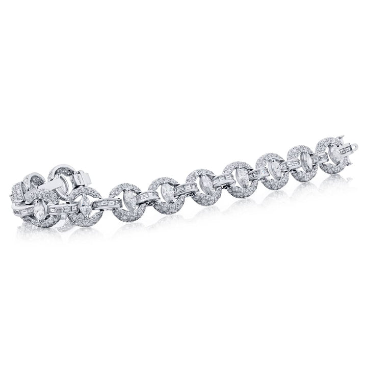 Platinum Marquise Diamond Link Bracelet