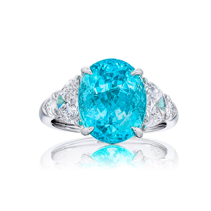 Platinum Oval Paraiba Certified Ring