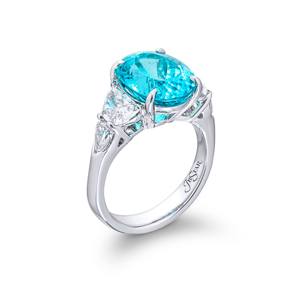 Platinum Oval Paraiba Certified Ring