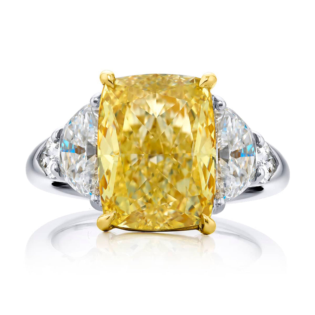 8.03 ct GIA Certified Cushion-Cut Diamond Engagement Ring | Half-Moon & Shield Diamonds in Platinum | Dazzling Design by Jb Sta