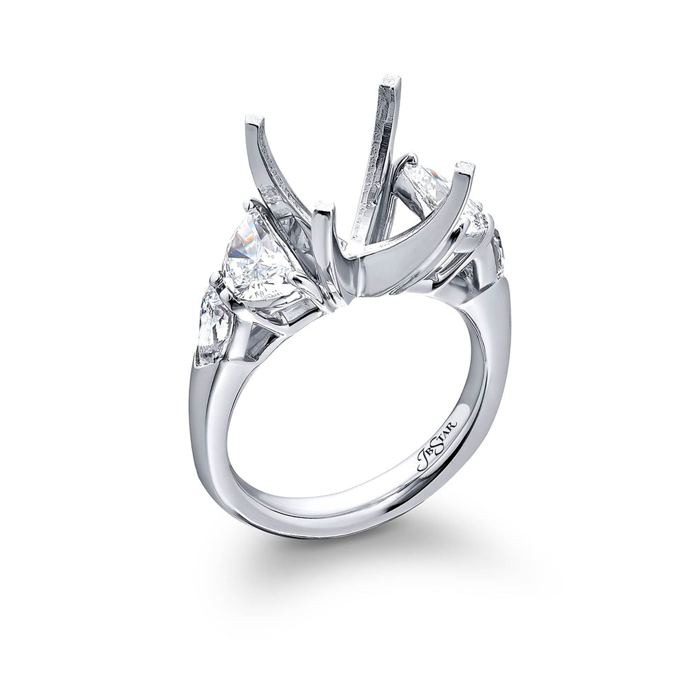 Dazzling Brilliance: Our timeless Diamond Semi-mount. These two half-moon diamonds accompanied by two beautiful shield diamonds are handcrafted in pure platinum.