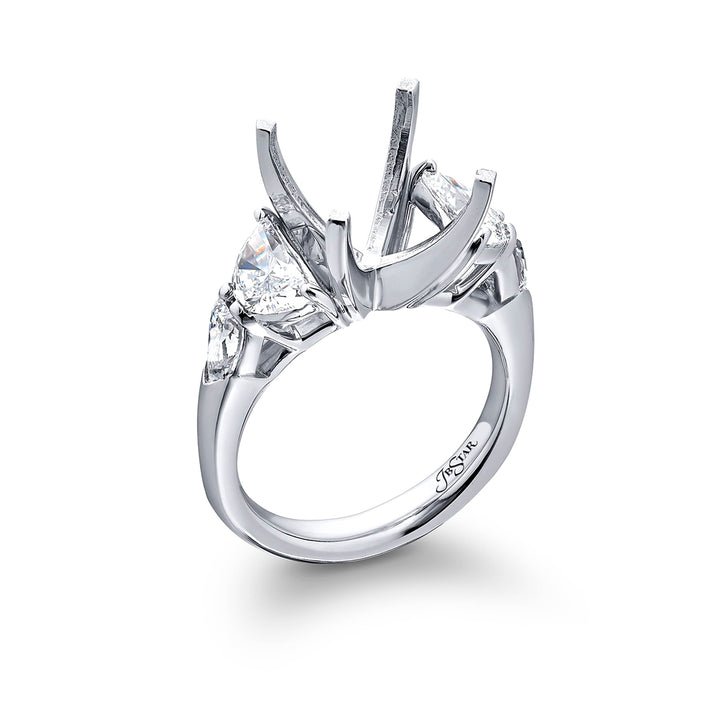 Dazzling Brilliance: Our timeless Diamond Semi-mount. These two half-moon diamonds accompanied by two beautiful shield diamonds are handcrafted in pure platinum.