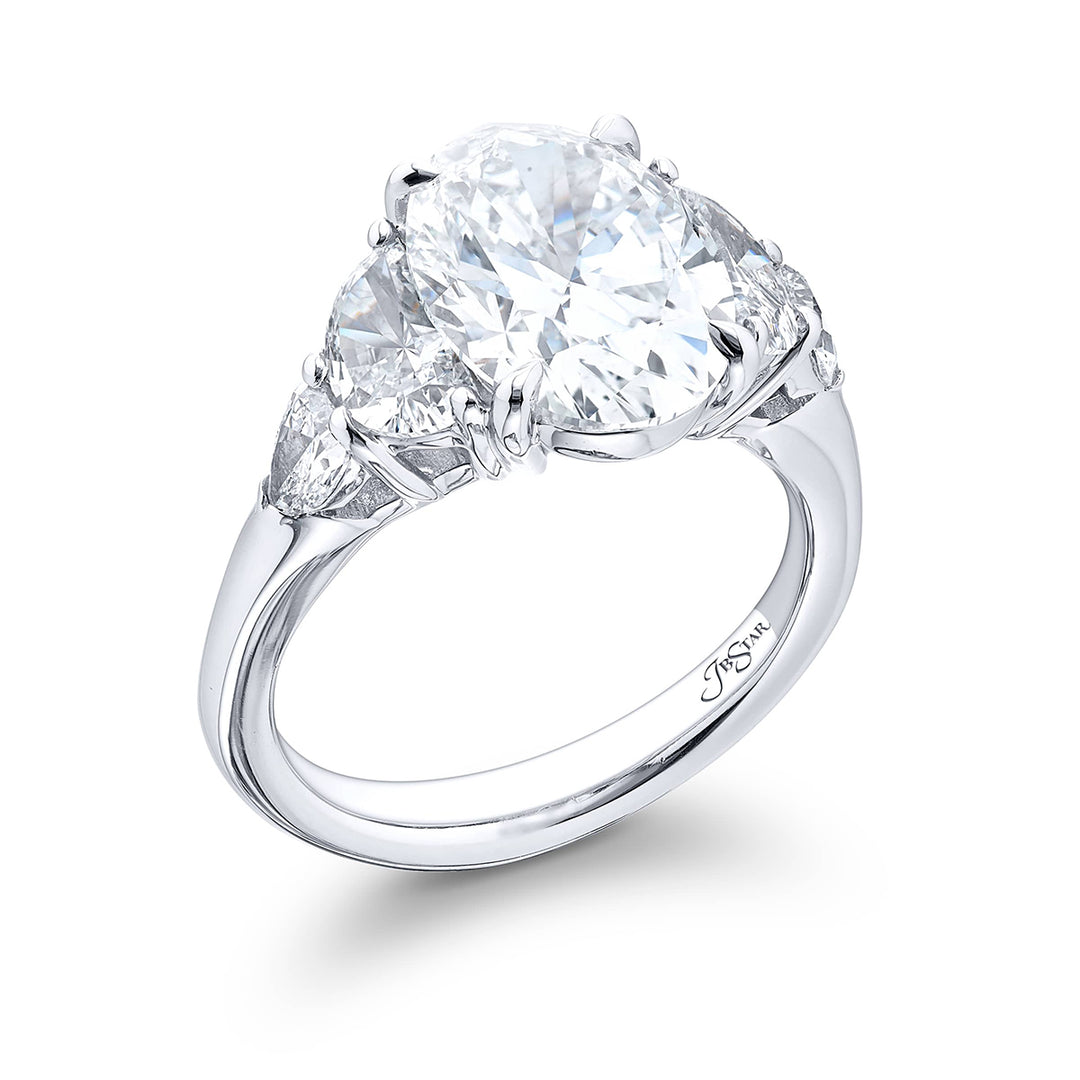 4.01 ct. GIA-Certified Oval Diamond Ring with Half-Moon & Shield Diamonds in Platinum