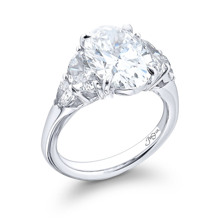 4.01 ct. GIA-Certified Oval Diamond Ring with Half-Moon & Shield Diamonds in Platinum