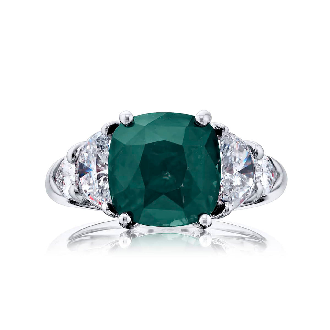 5.27 ct. Cushion-Cut Vivid Emerald & Diamond Ring in Platinum