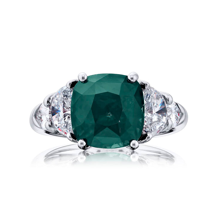 5.27 ct. Cushion-Cut Vivid Emerald & Diamond Ring in Platinum