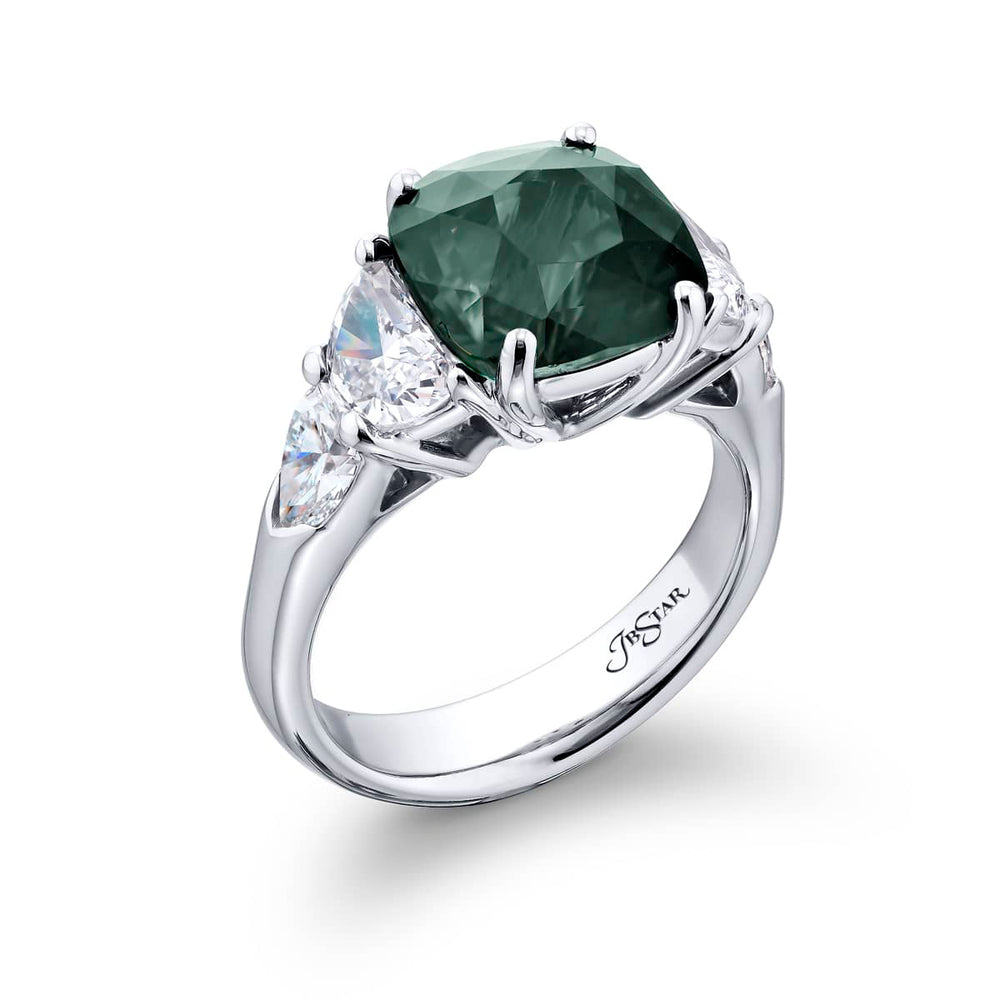 5.27 ct. Cushion-Cut Vivid Emerald & Diamond Ring in Platinum