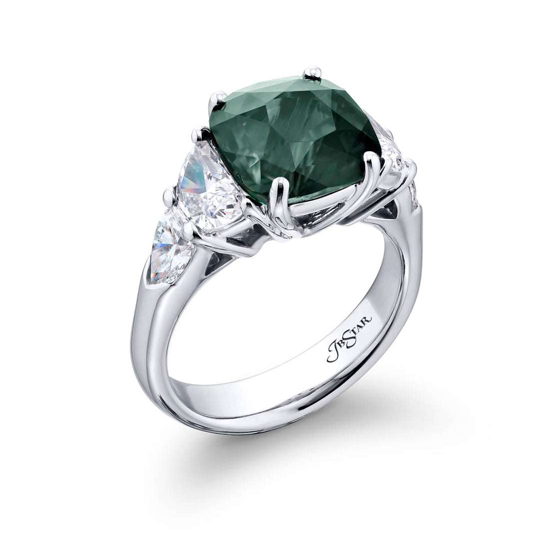 5.27 ct. Cushion-Cut Vivid Emerald & Diamond Ring in Platinum