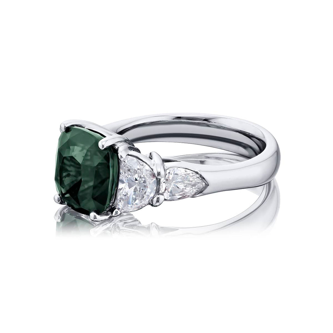 5.27 ct. Cushion-Cut Vivid Emerald & Diamond Ring in Platinum