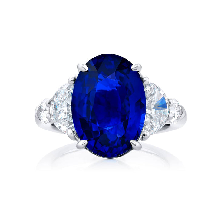 Platinum Oval Sri Lankan Sapphire Certified Ring