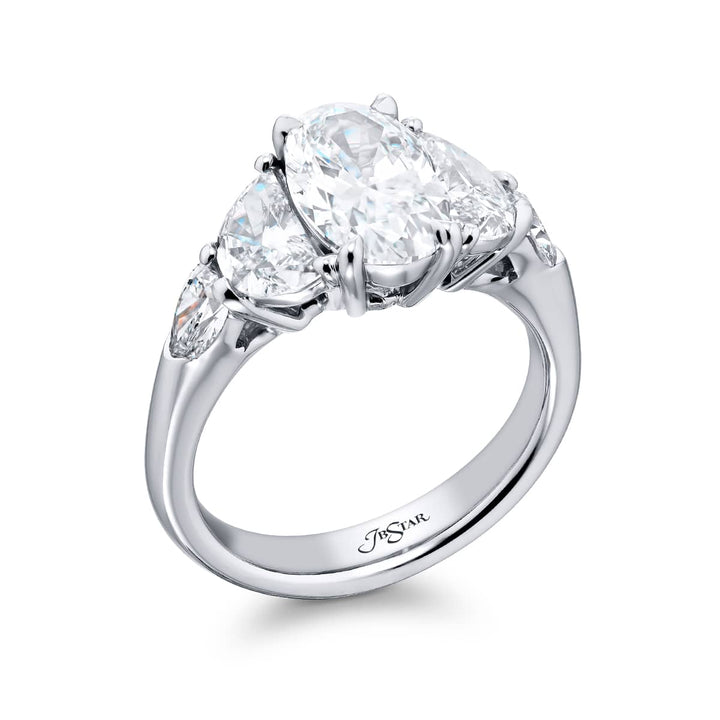 Dazzling Brilliance: Our timeless 2.01 ct. GIA certified Diamond Ring. This gorgeous oval diamond flanked by half-moon and shield diamonds is handcrafted in pure platinum.
