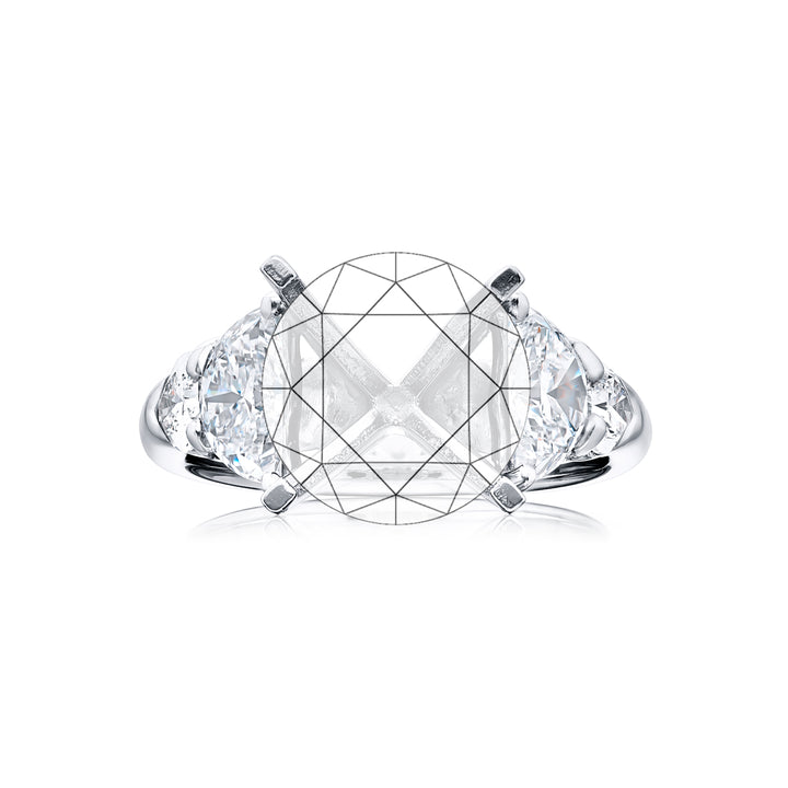 Platinum Half-Moon-Cut Diamond Semi Mount Settings