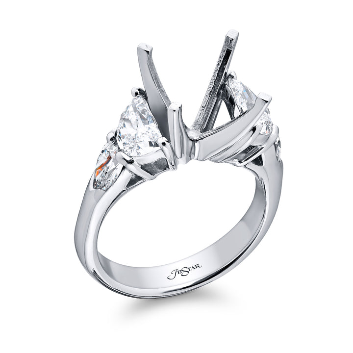 Platinum Half-Moon-Cut Diamond Semi Mount Settings