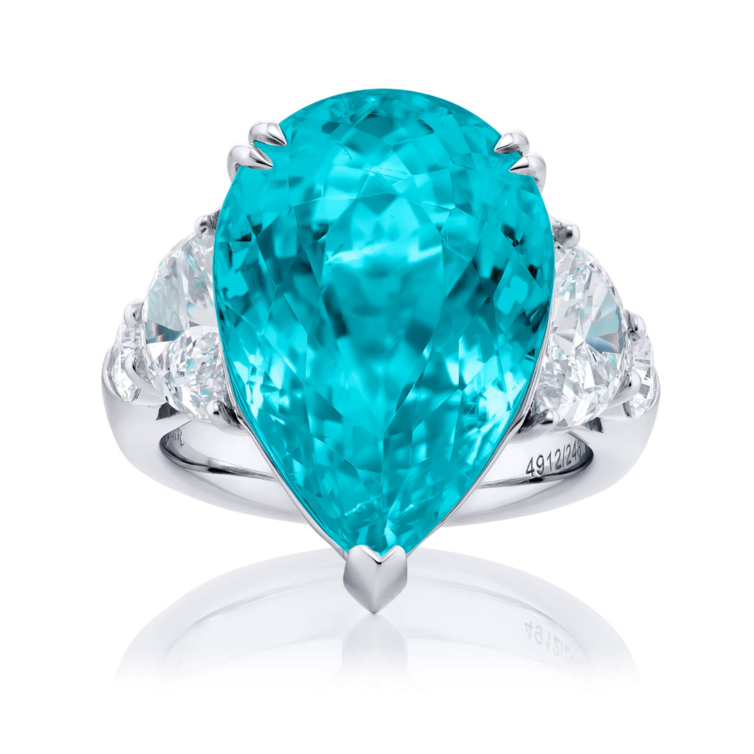 Platinum Pear-Shaped Paraiba Certified Ring