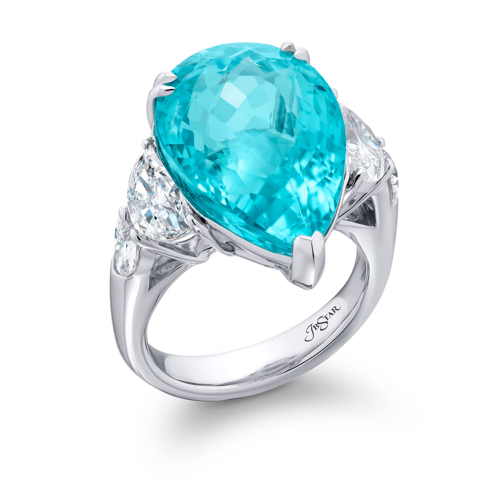 Platinum Pear-Shaped Paraiba Certified Ring