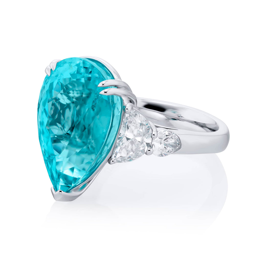 Platinum Pear-Shaped Paraiba Certified Ring