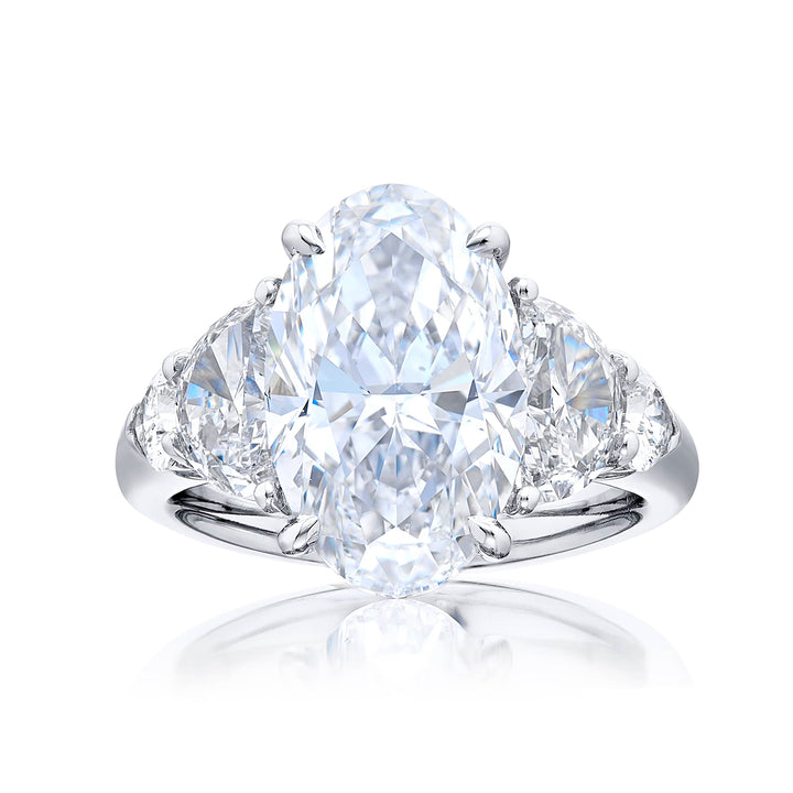 Platinum Oval Diamond Certified Ring