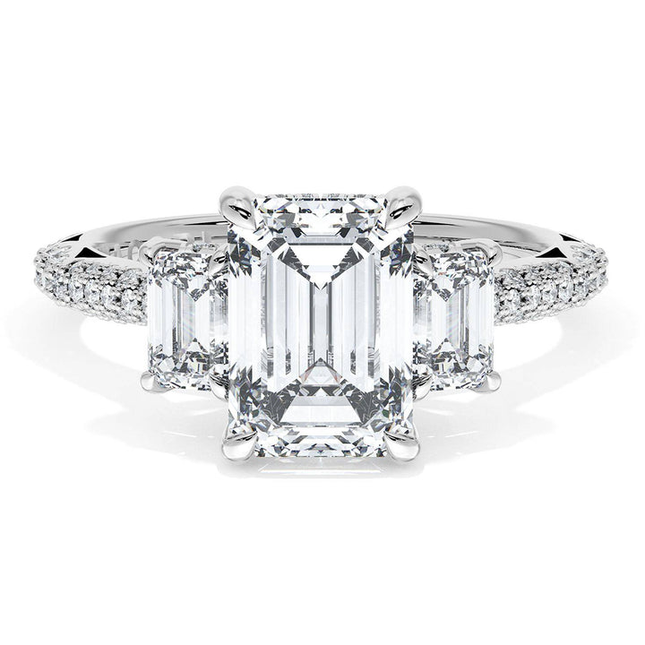 Emerald 3-Stone Engagement Ring