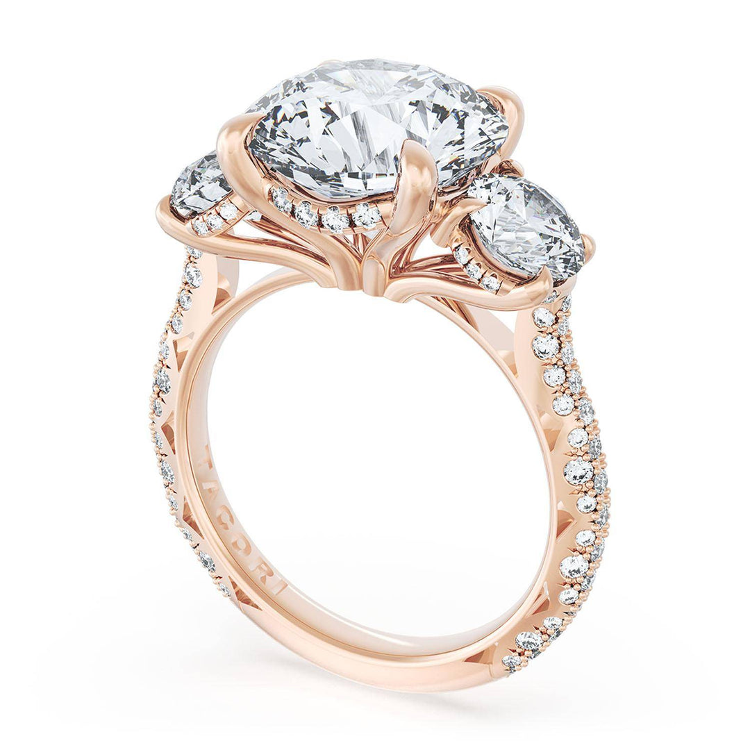 Round 3-Stone Engagement Ring