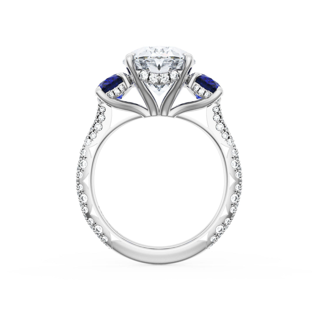 Oval 3-Stone Engagement Ring in Blue Sapphire