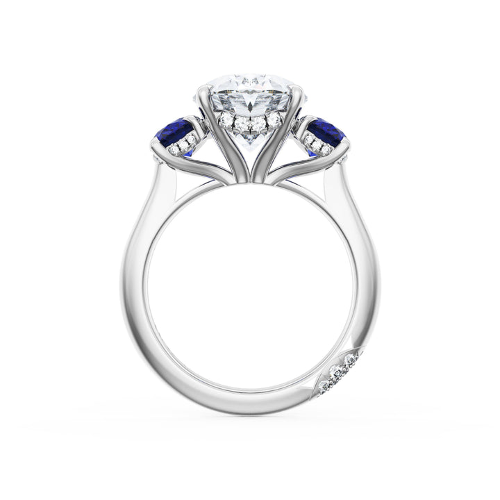 Oval 3-Stone Engagement Ring in Blue Sapphire