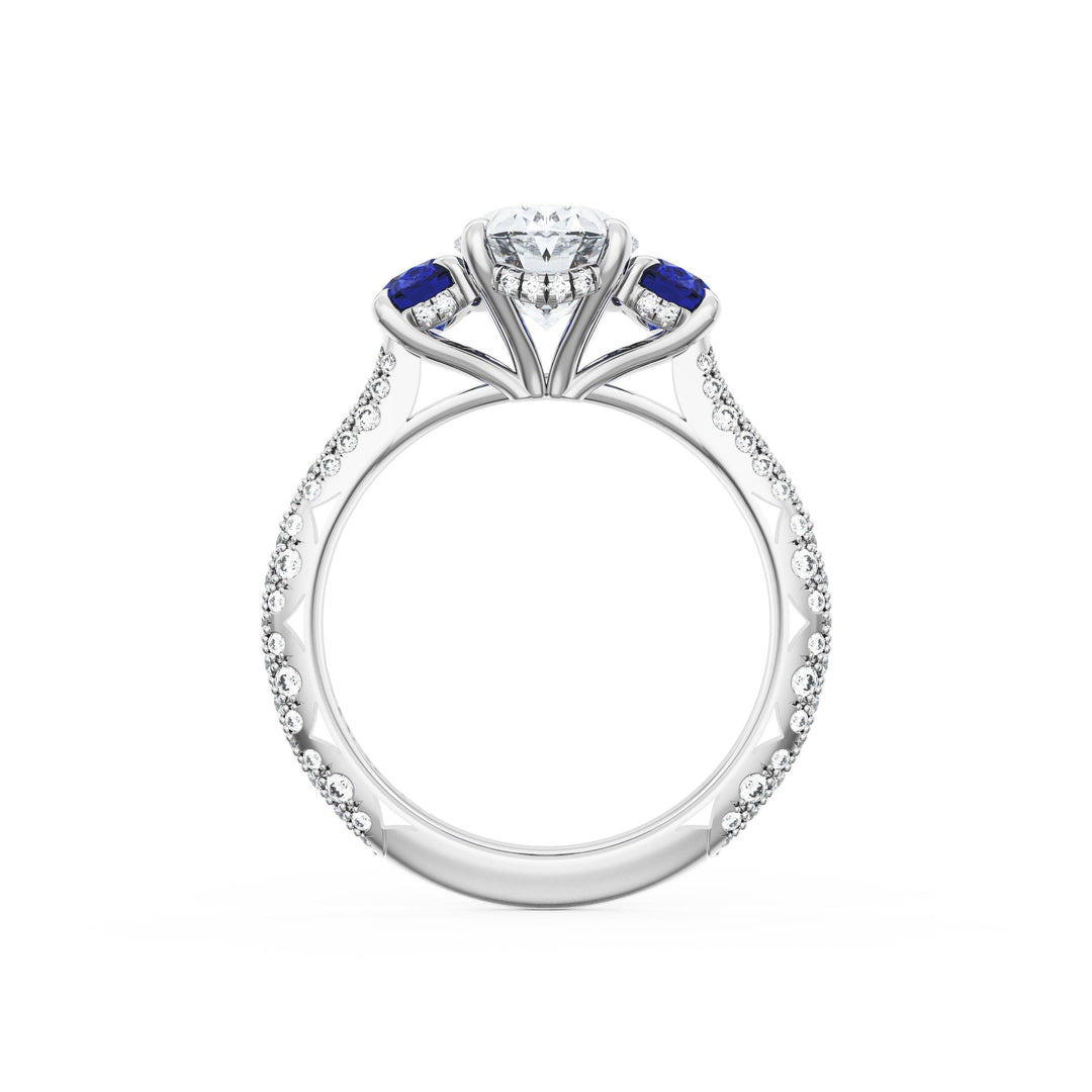 Oval 3-Stone Engagement Ring in Blue Sapphire