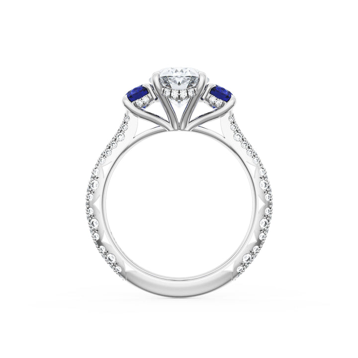 Oval 3-Stone Engagement Ring in Blue Sapphire