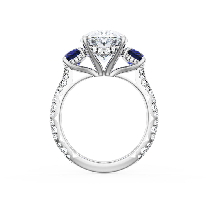 Oval 3-Stone Engagement Ring in Blue Sapphire