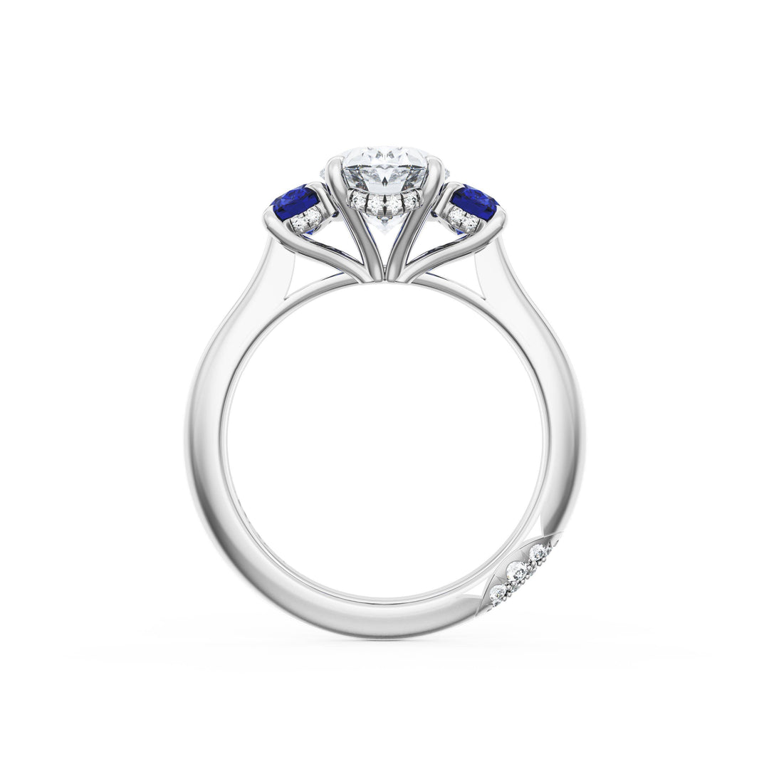 Oval 3-Stone Engagement Ring in Blue Sapphire