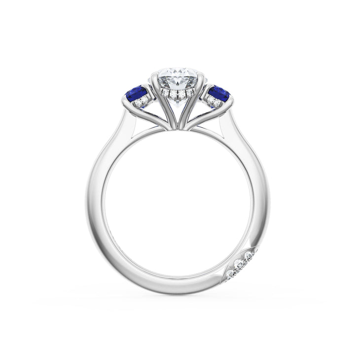 Oval 3-Stone Engagement Ring in Blue Sapphire
