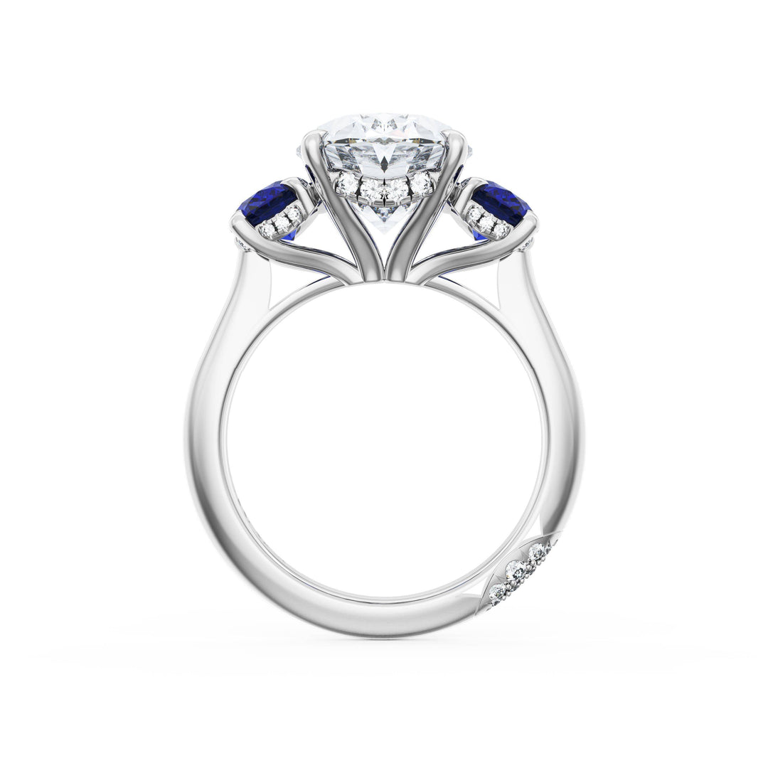 Oval 3-Stone Engagement Ring in Blue Sapphire