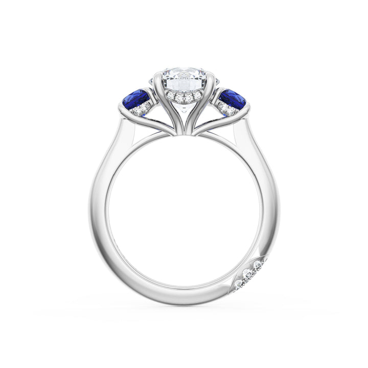 Round 3-Stone Engagement Ring in Blue Sapphire