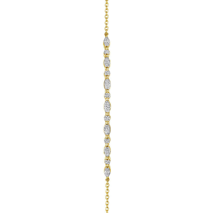 Marquise and Round Diamond Bracelet in 18kt Yellow Gold