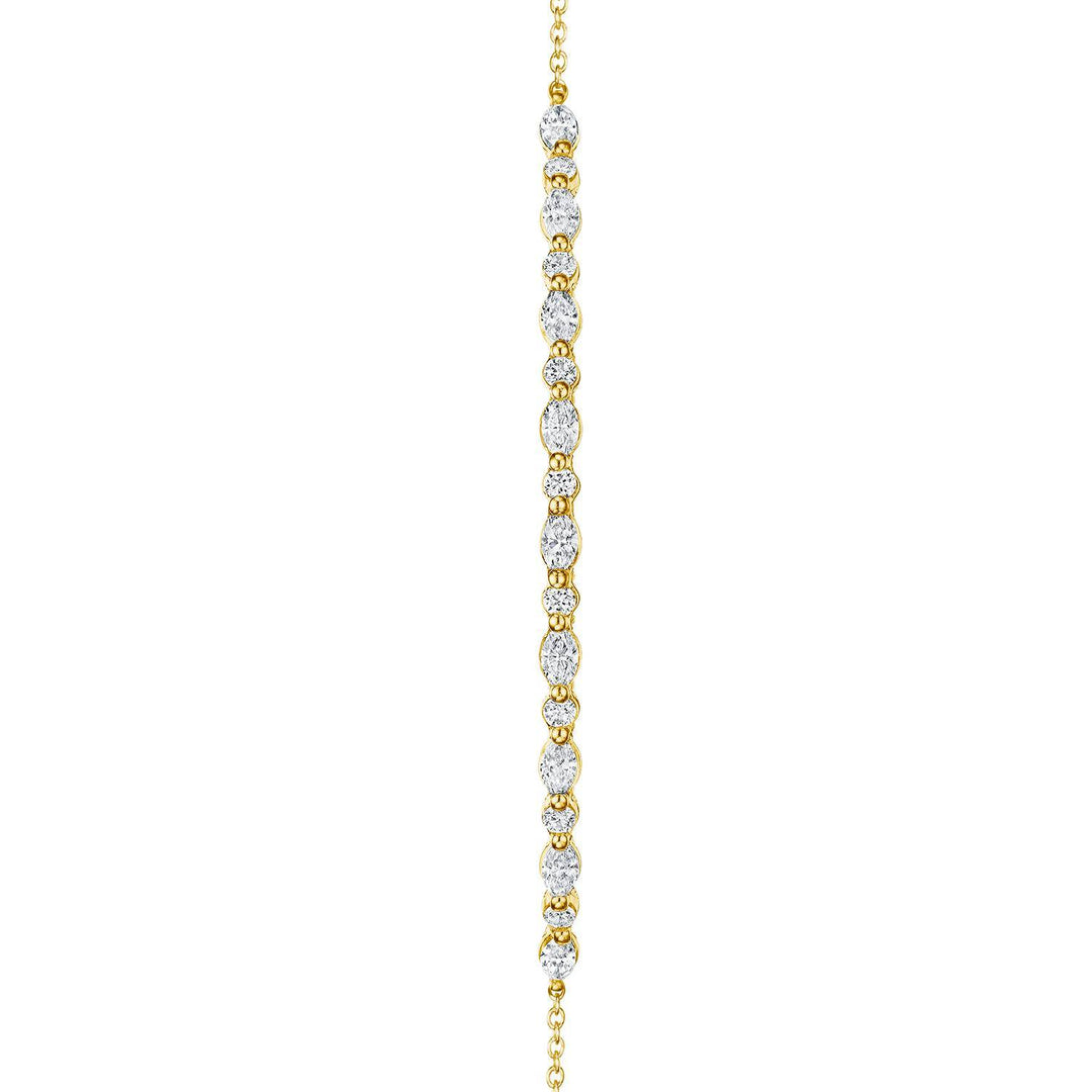 Marquise and Round Diamond Bracelet in 18kt Yellow Gold
