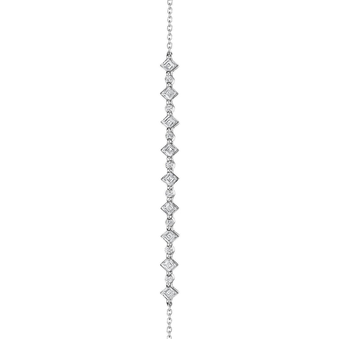 Carré and Round Diamond Bracelet in 18kt White Gold