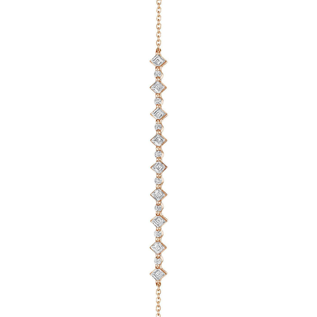 Carré and Round Diamond Bracelet in 18kt Rose Gold