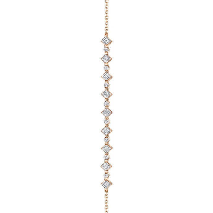 Carré and Round Diamond Bracelet in 18kt Rose Gold
