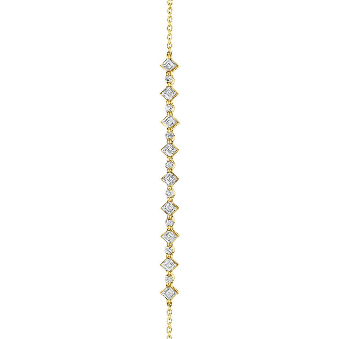 Carré and Round Diamond Bracelet in 18kt Yellow Gold