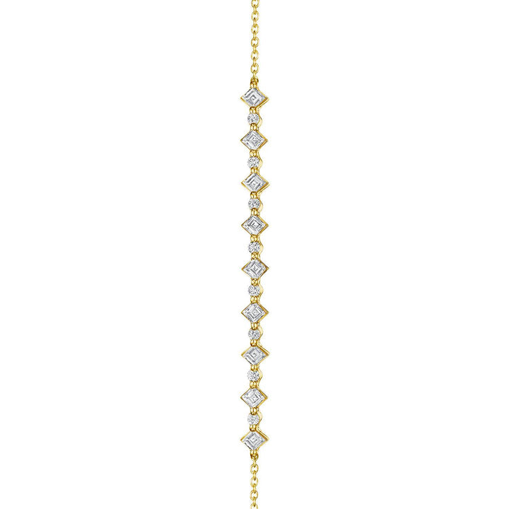 Carré and Round Diamond Bracelet in 18kt Yellow Gold