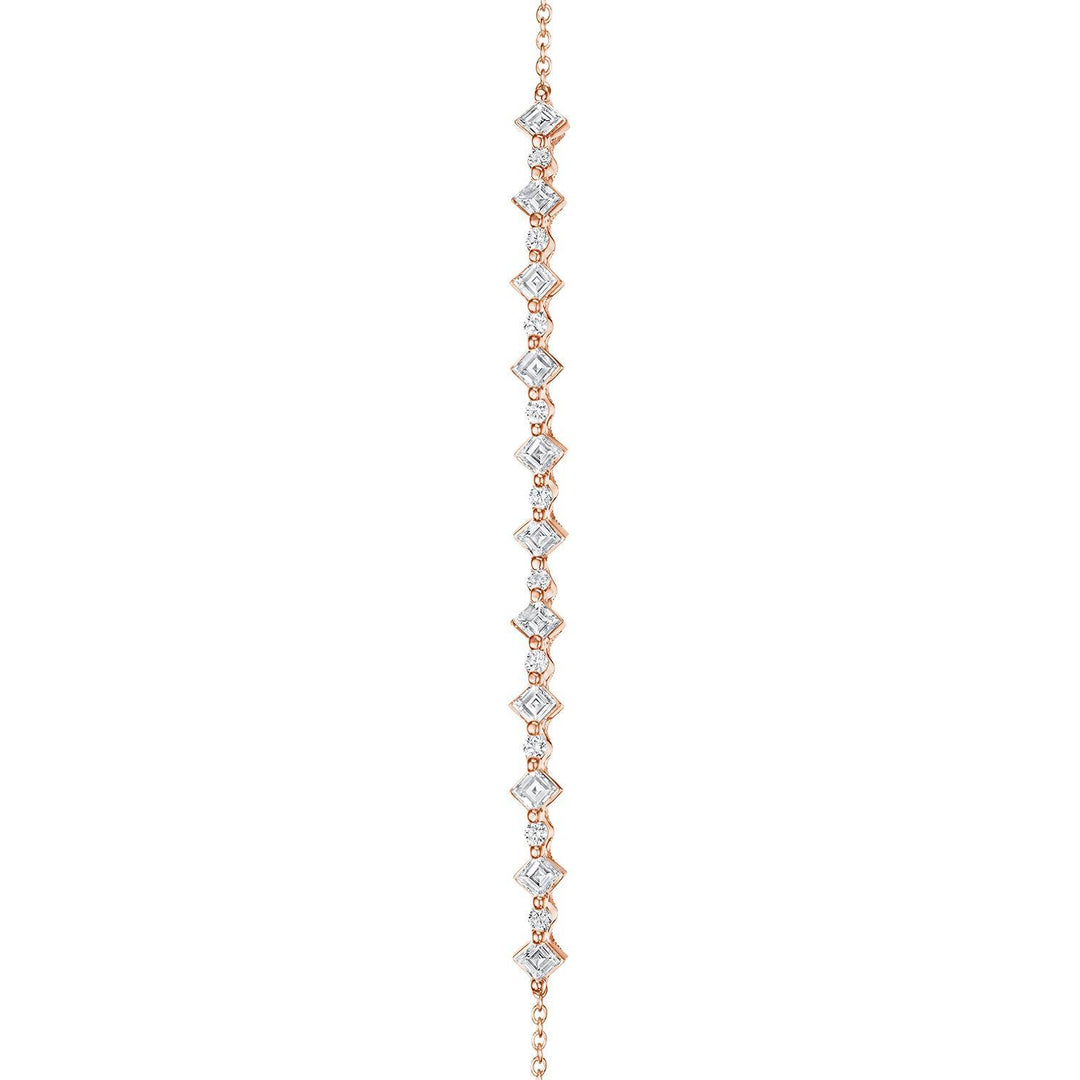 Carré and Round Diamond Bracelet in 18kt Rose Gold