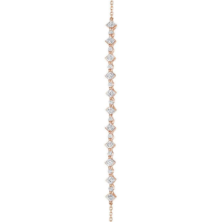 Carré and Round Diamond Bracelet in 18kt Rose Gold